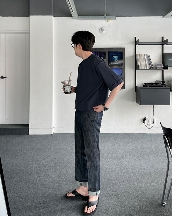 Washed Relaxed Fit Denim Trousers