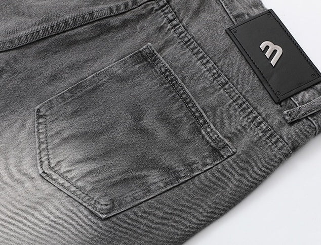 Washed Straight Fit Trendy Denim Pants