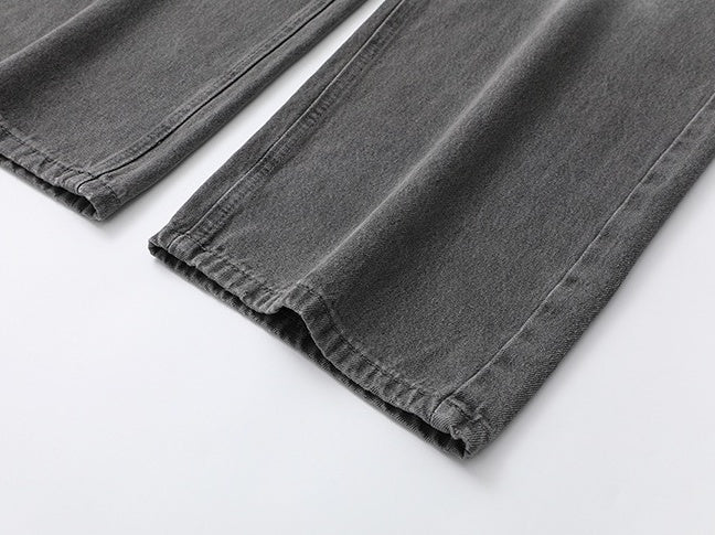 Washed Straight Fit Trendy Denim Pants