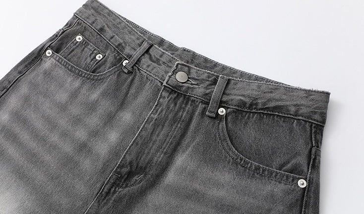 Washed Straight Fit Trendy Denim Pants