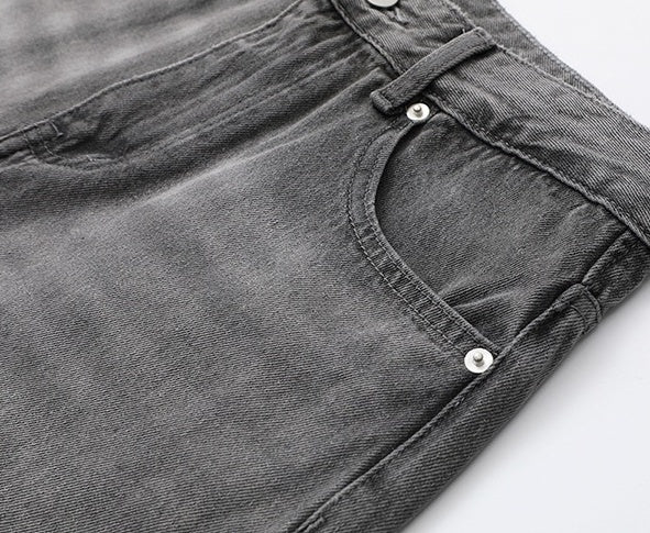 Washed Straight Fit Trendy Denim Pants