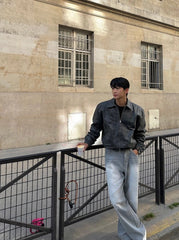 Washed Straight Fit Trendy Denim Pants