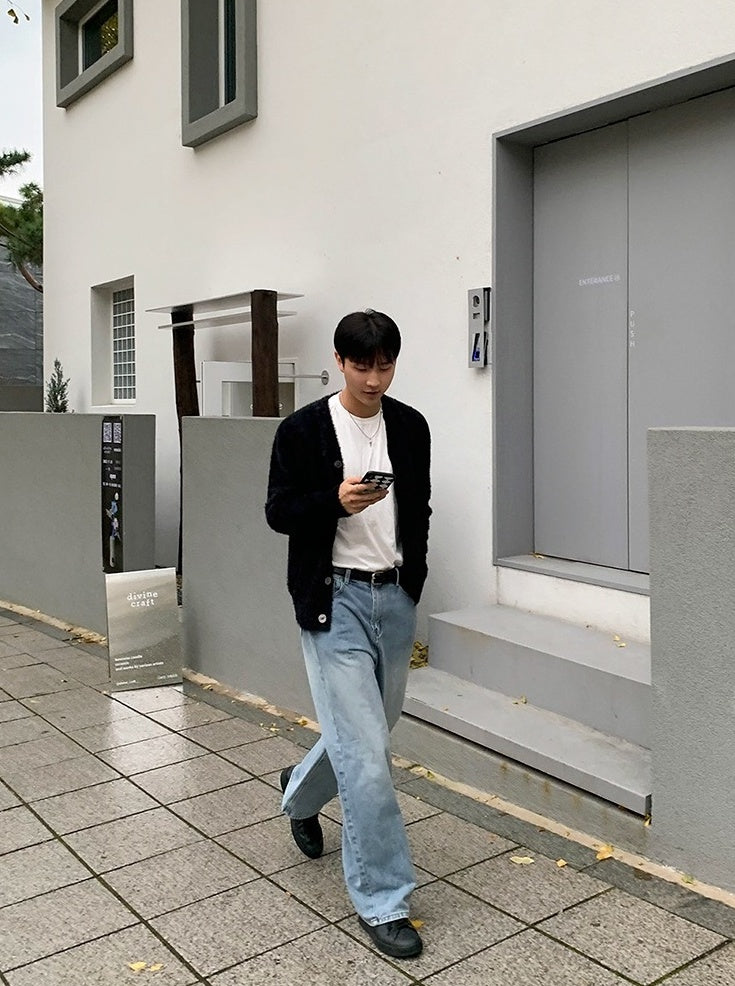 Washed Straight Leg Denim Casual Pants