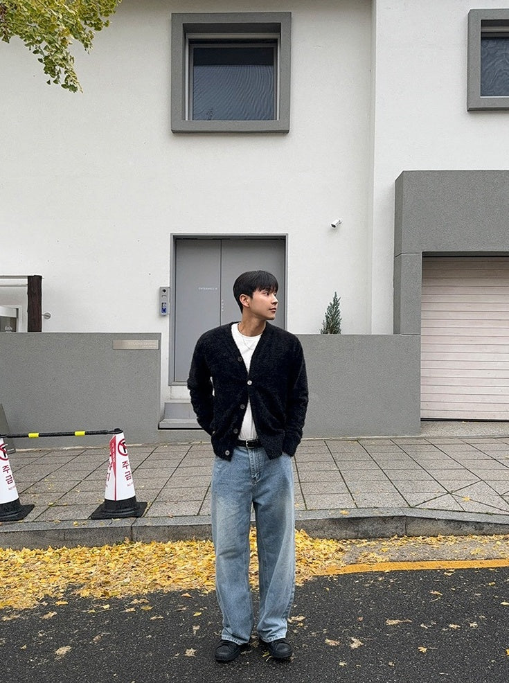 Washed Straight Leg Denim Casual Pants