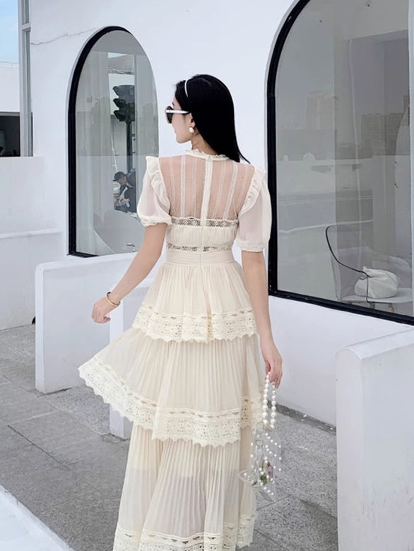 Beige Layered Maxi Dress