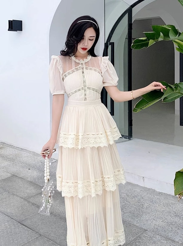Beige Layered Maxi Dress