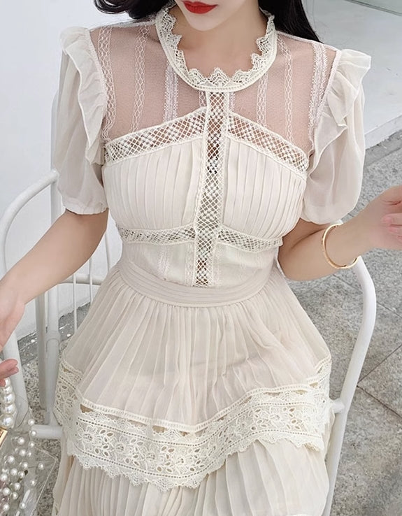 Beige Layered Maxi Dress