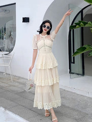 Beige Layered Maxi Dress