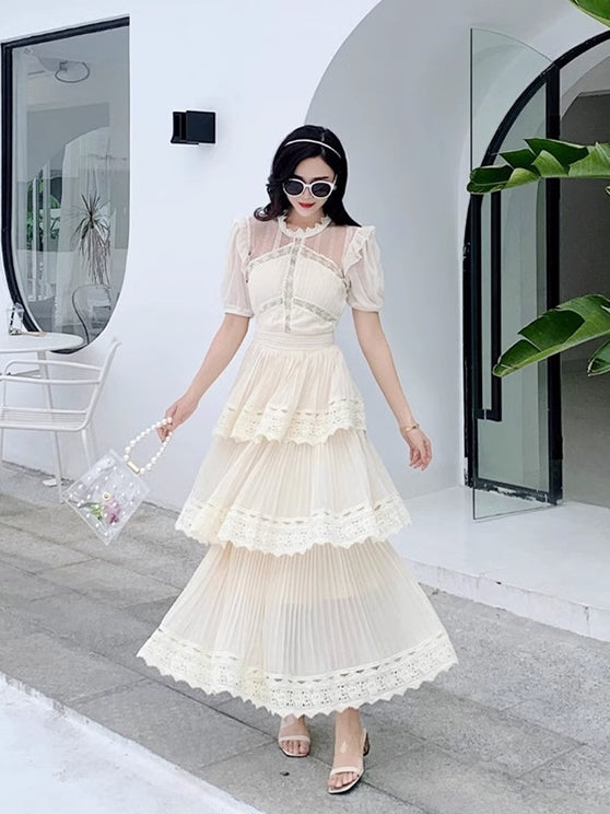 Beige Layered Maxi Dress