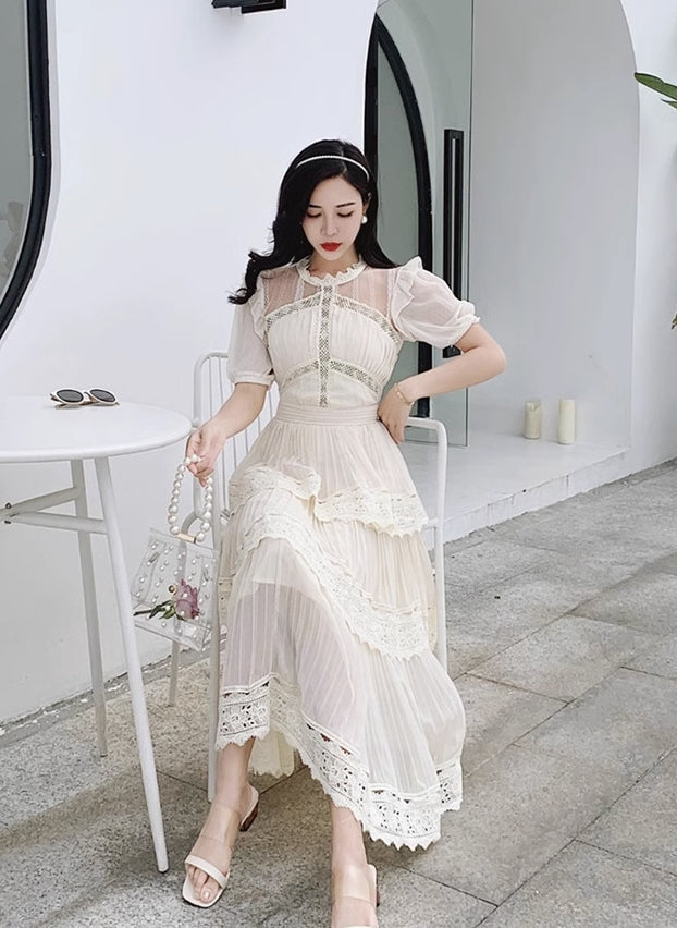 Beige Layered Maxi Dress