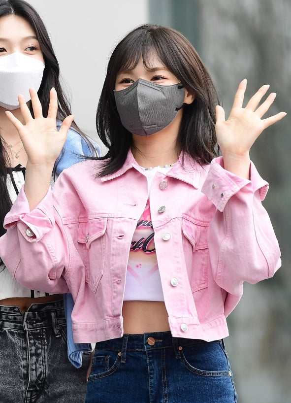 Pink Cropped Denim Jacket