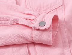 Pink Cropped Denim Jacket