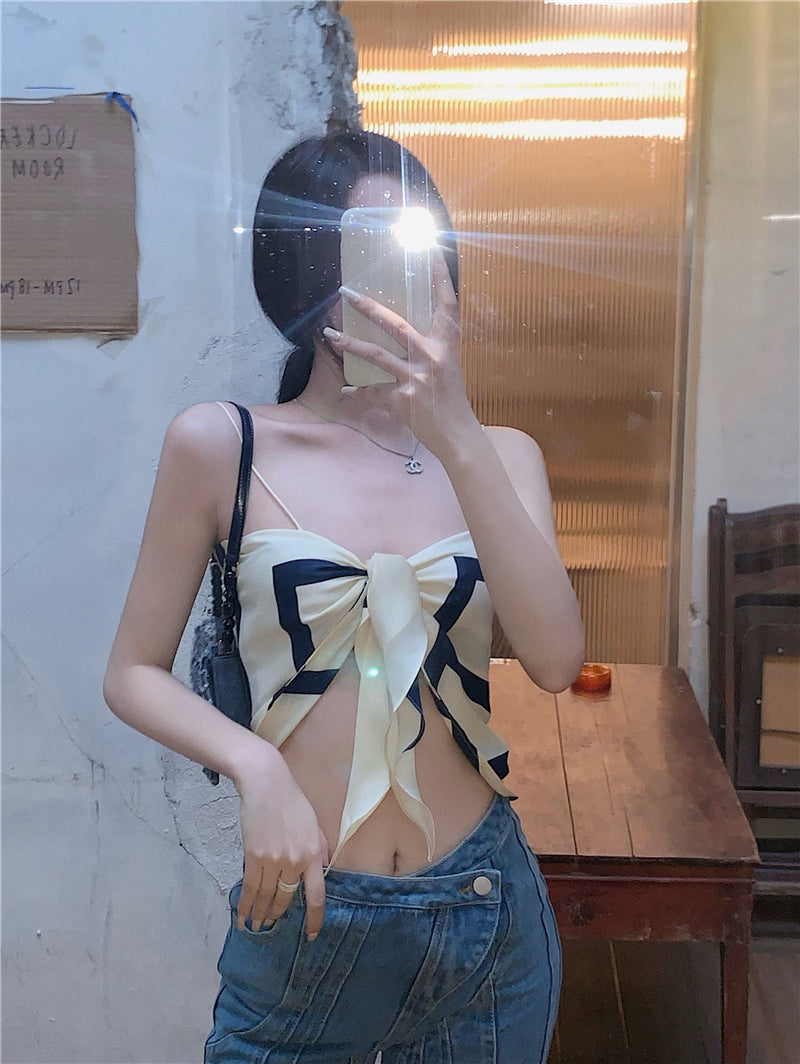 White Geometric Pattern Triangle Top