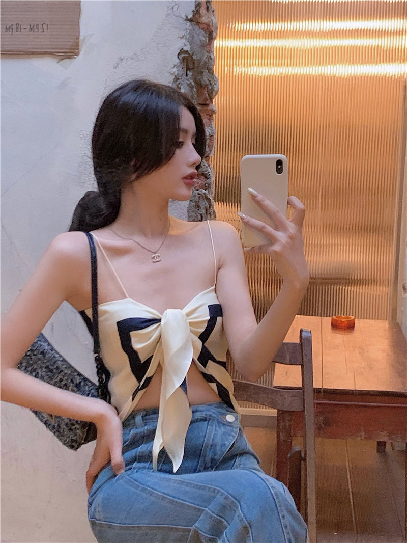 White Geometric Pattern Triangle Top