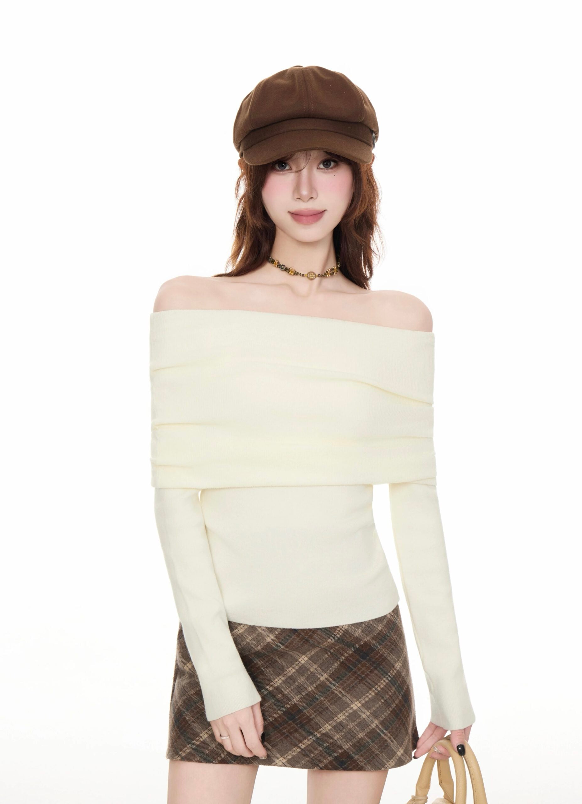 White Acubi Cream Off Shoulder Top