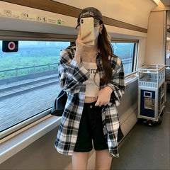 White And Black Casual Plaid Shirt