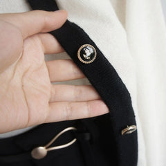 White And Black Contrast Lining Cardigan