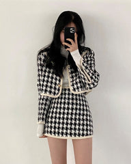 White And Black Sailor Collar Tweed Jacket