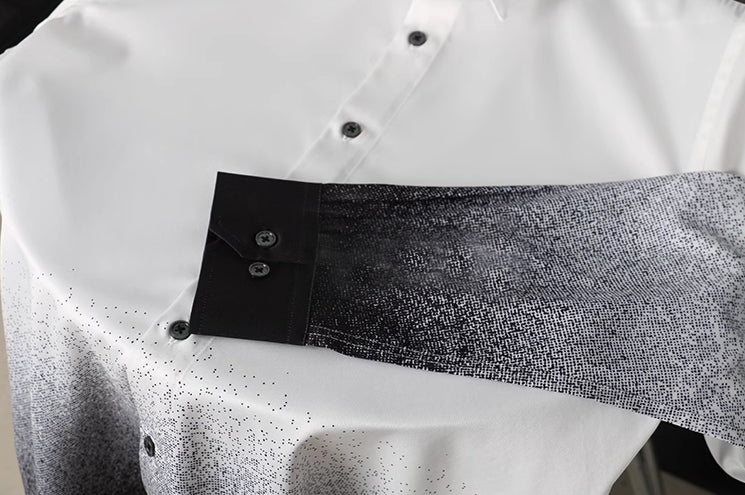 White And Black Splatter-Style Ombre Shirt