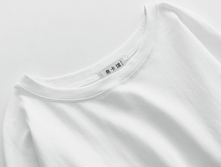 White And Blue Cat T-Shirt With Lace Up Sleeves