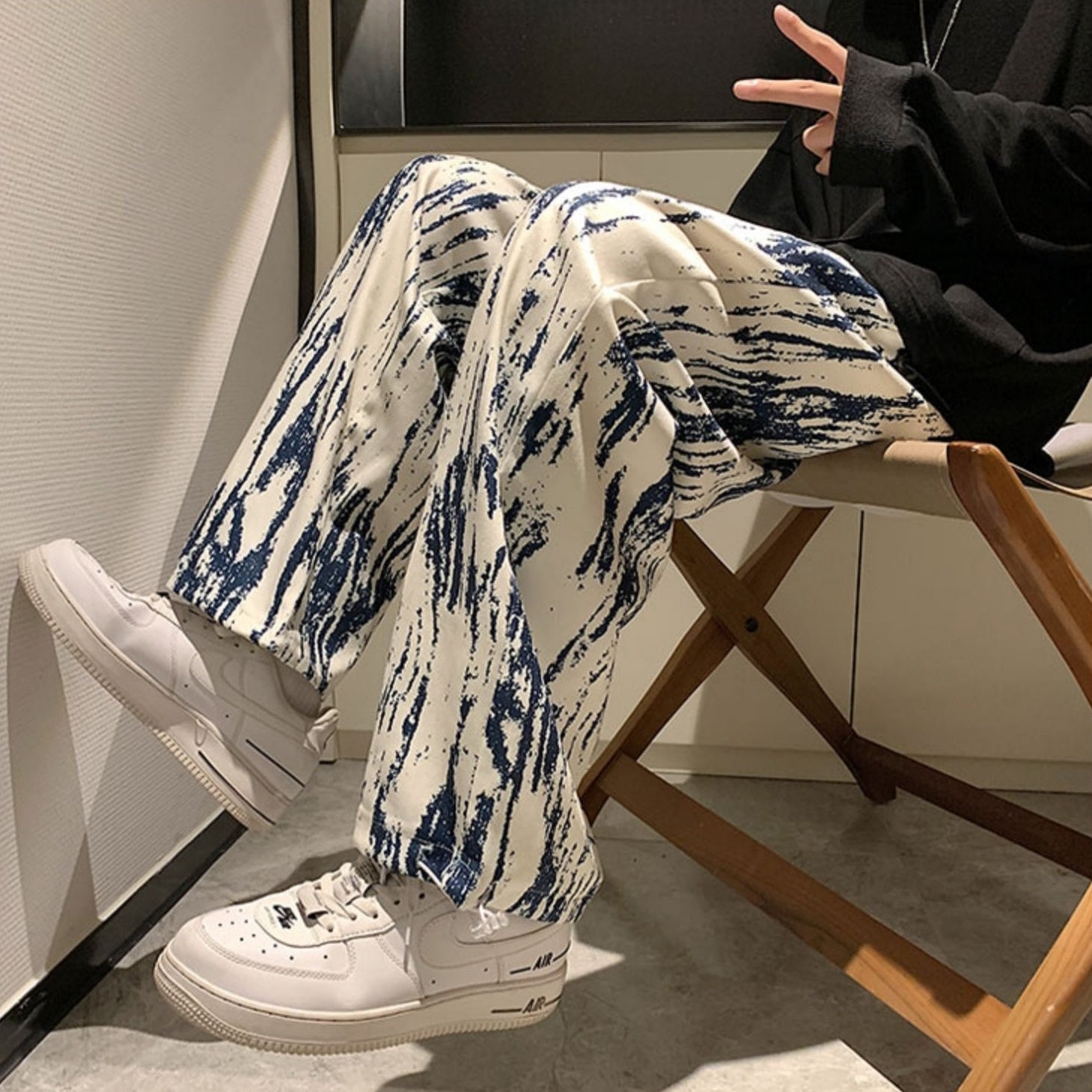 White And Blue Paint Streak Jeans