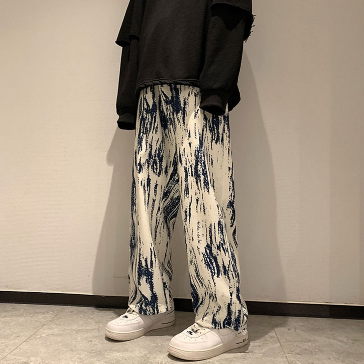 White And Blue Paint Streak Jeans