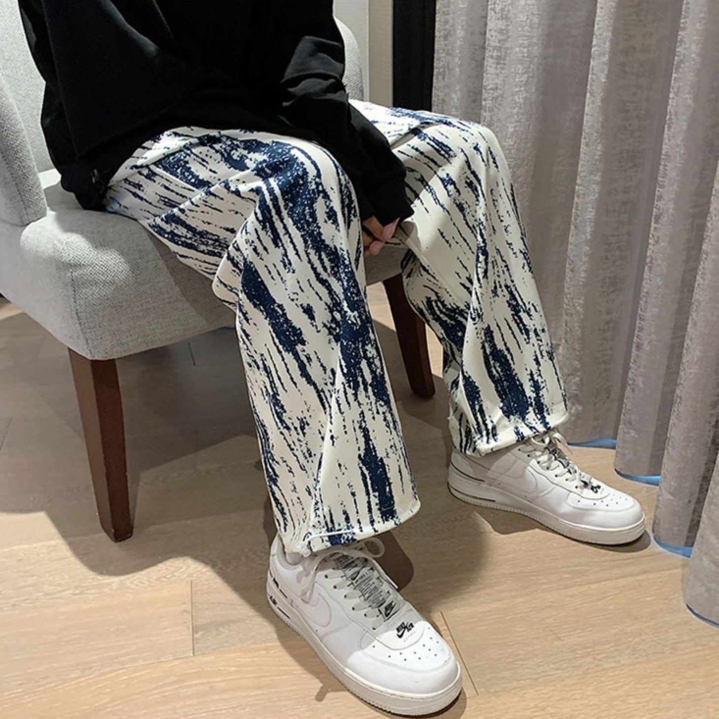 White And Blue Paint Streak Jeans