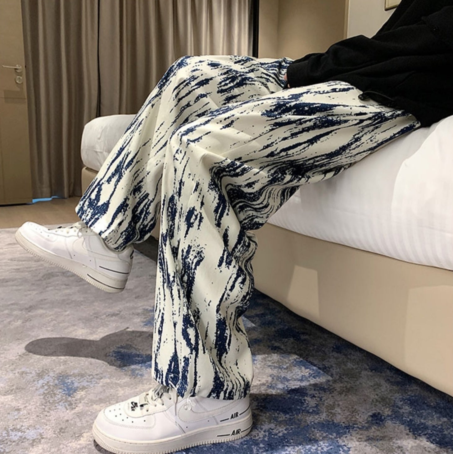 White And Blue Paint Streak Jeans