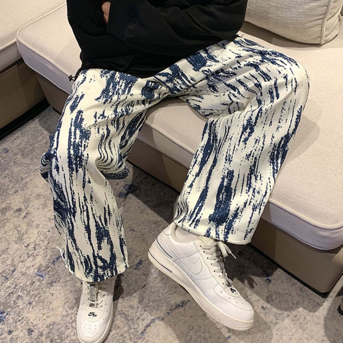 White And Blue Paint Streak Jeans