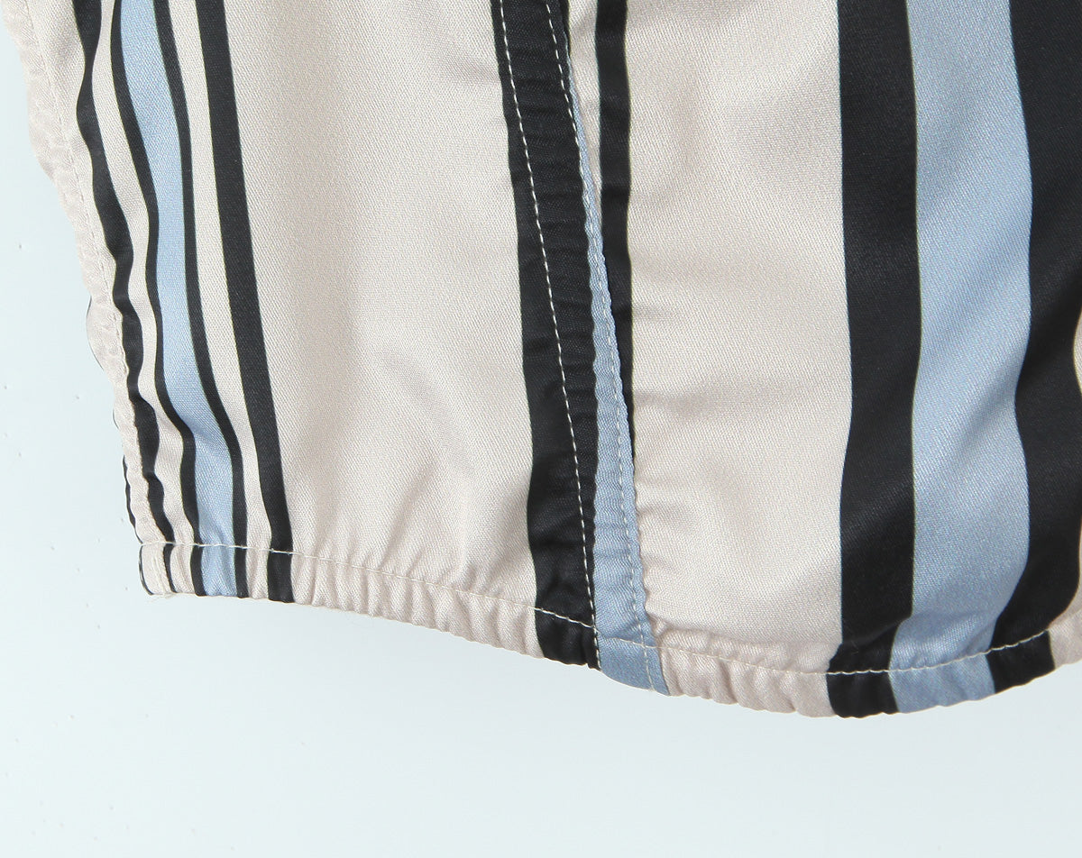 White And Blue Stripe Collared Halter Top