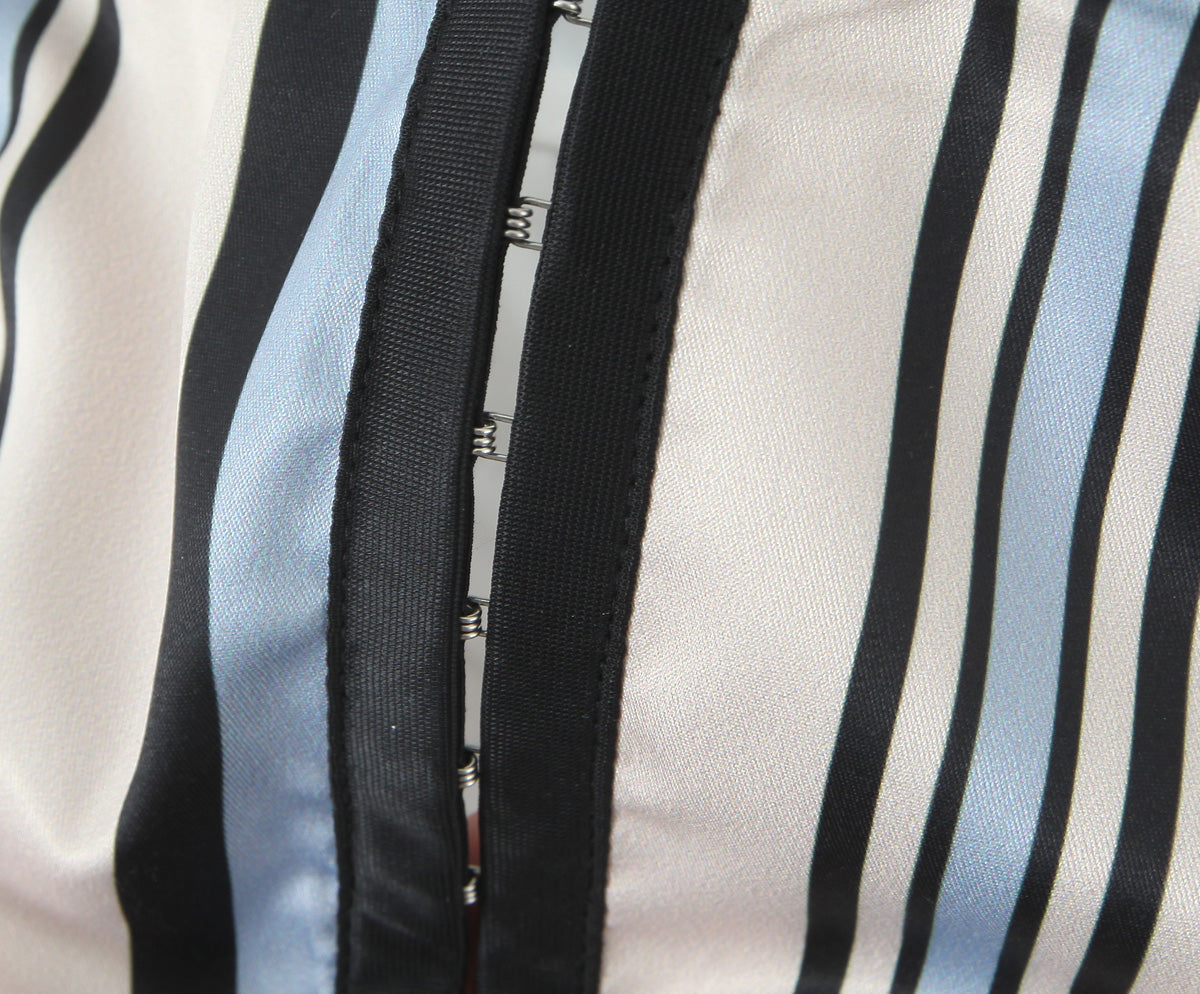 White And Blue Stripe Collared Halter Top