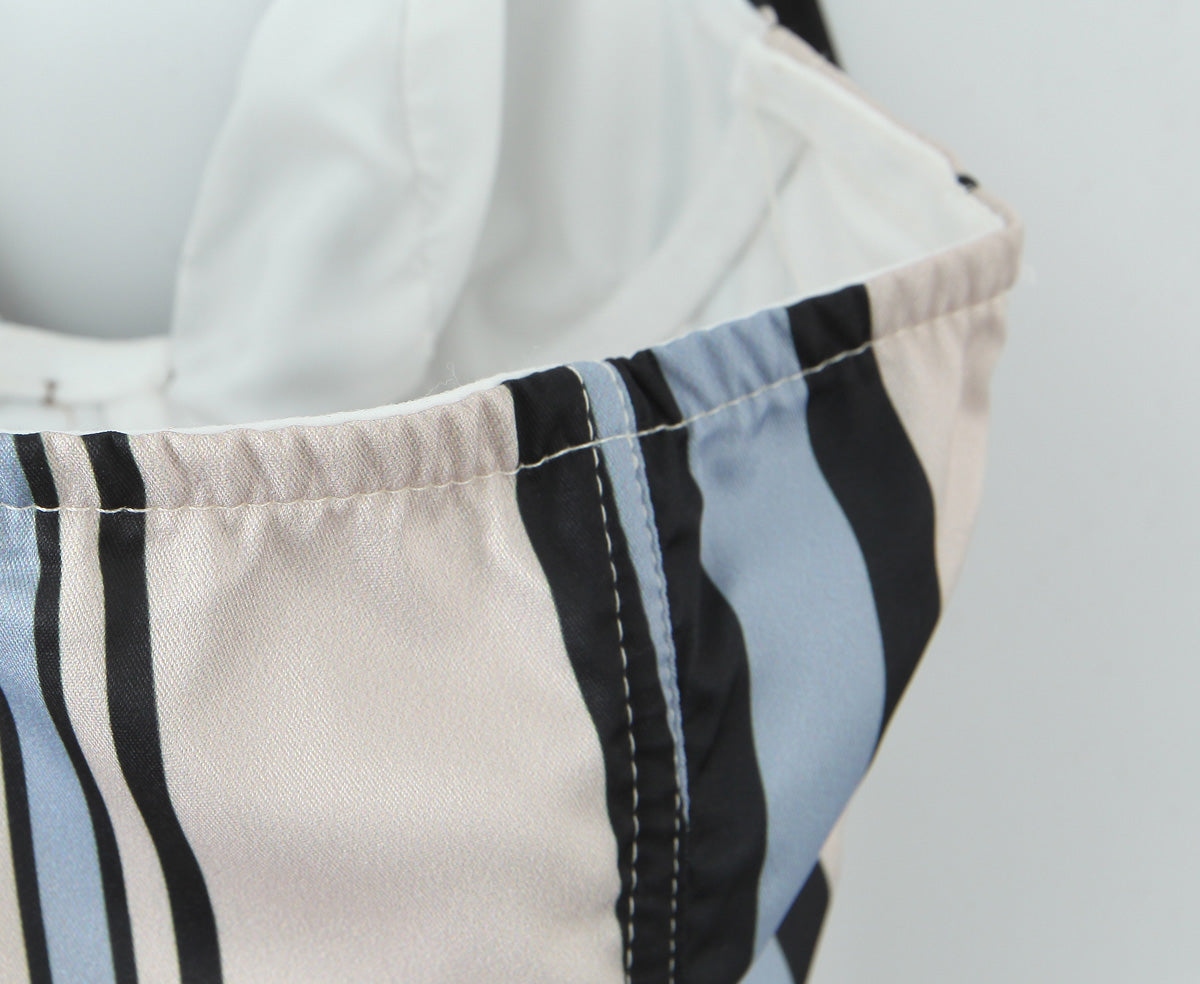 White And Blue Stripe Collared Halter Top