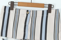 White And Blue Stripes Mini Skort