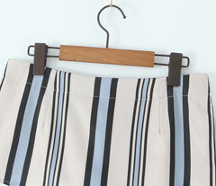 White And Blue Stripes Mini Skort