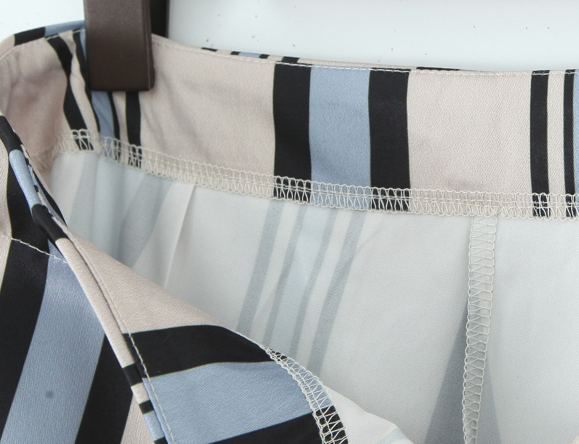 White And Blue Stripes Mini Skort