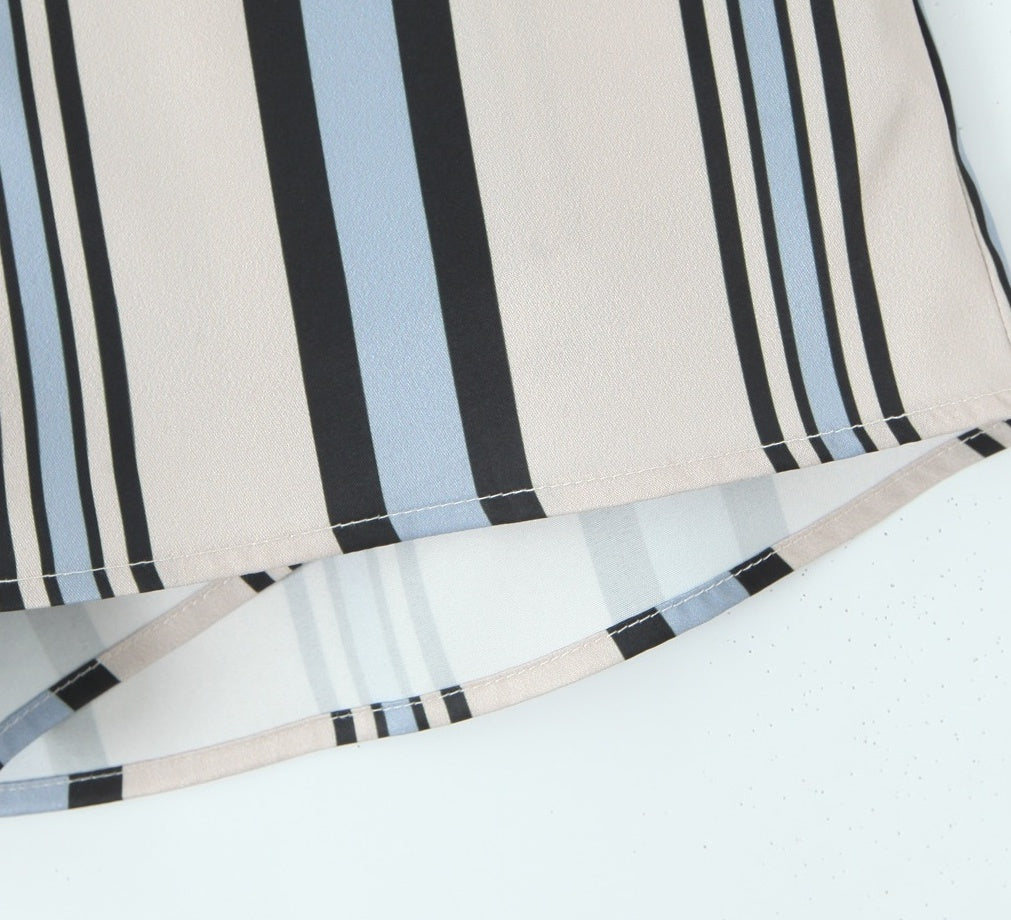 White And Blue Stripes Mini Skort