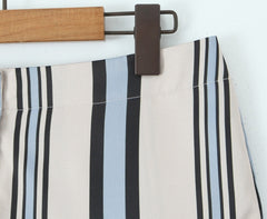 White And Blue Stripes Mini Skort