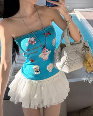 White Ballet Ruffle Mini Skirt