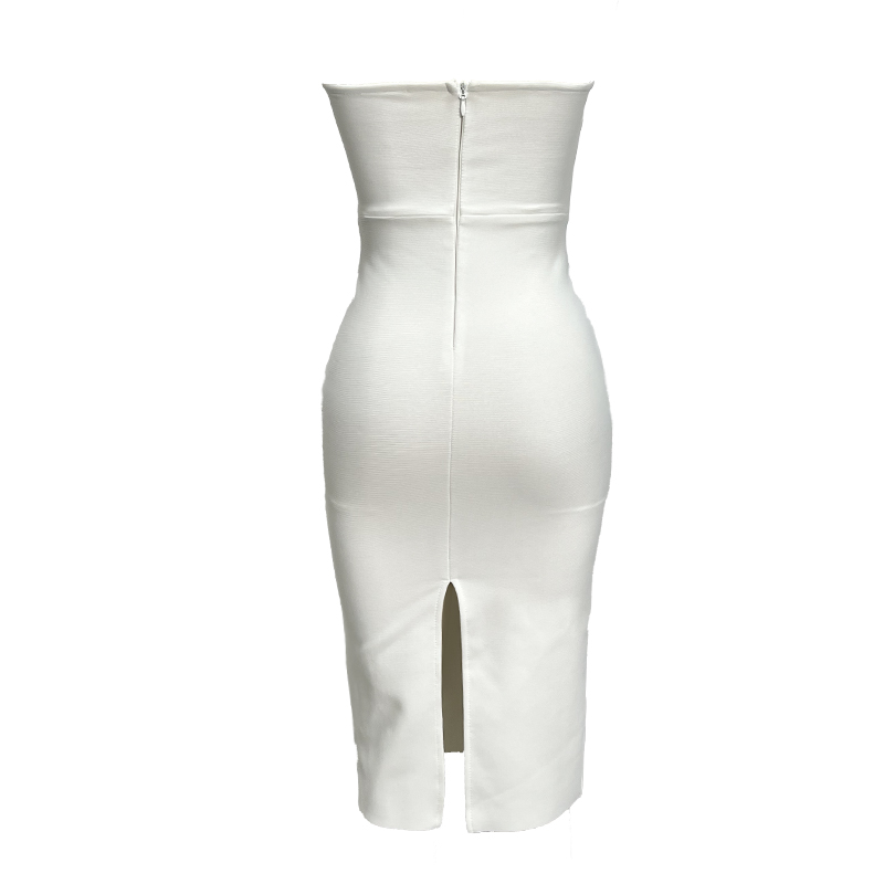 White Big Flower Bodycon Dress
