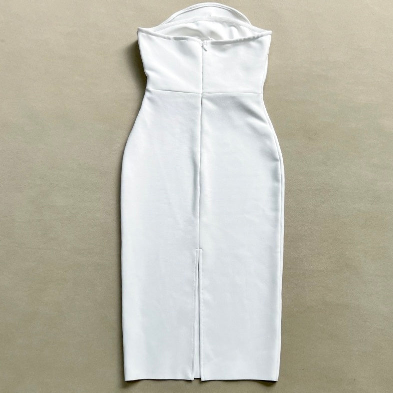 White Big Flower Bodycon Dress