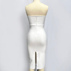 White Big Flower Bodycon Dress