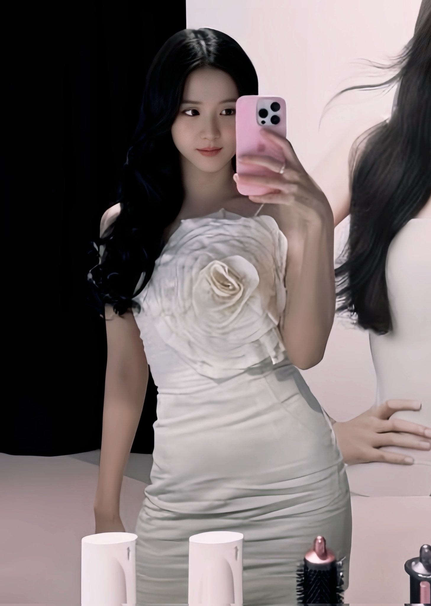 White Big Flower Bodycon Dress