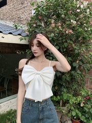 White Bowknot Cropped Top