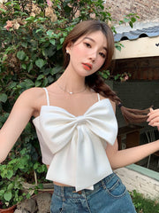 White Bowknot Cropped Top