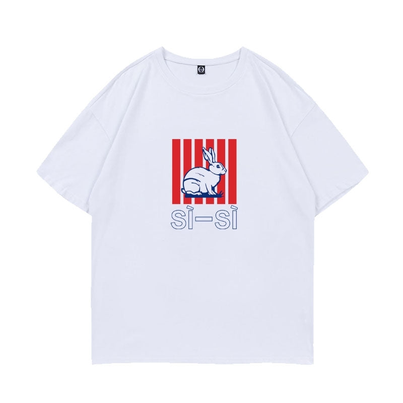 White Bunny Print T-Shirt
