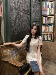 White Button-Up Shirt  WIth Blue Collar