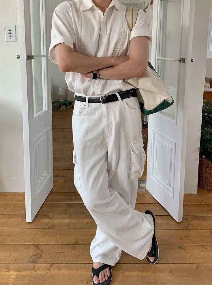 White Casual Loose Denim Trousers