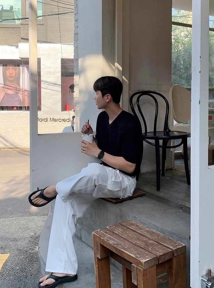White Casual Loose Denim Trousers