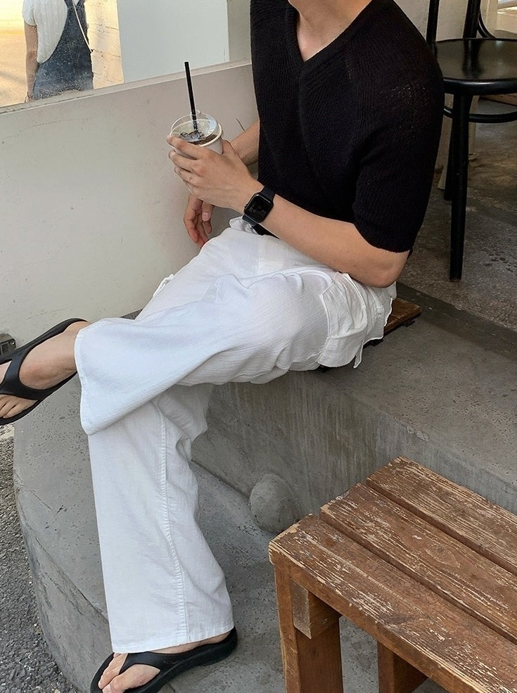White Casual Loose Denim Trousers