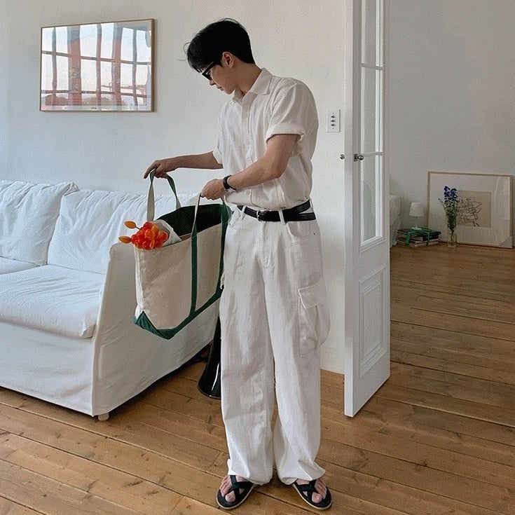 White Casual Loose Denim Trousers
